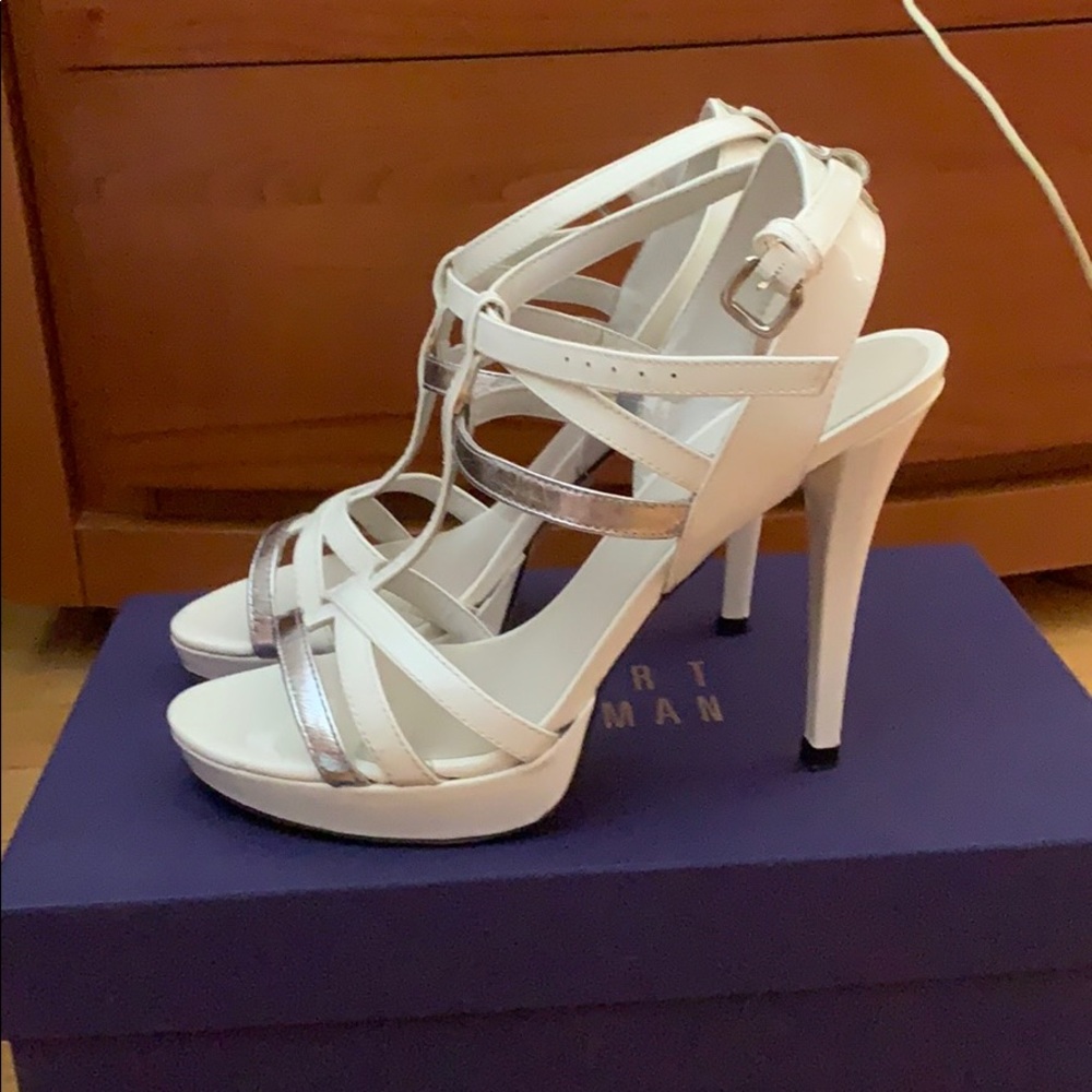 WOMENS STUART WEITZMAN SIZE 6.5 WHITE SANDALS - Picture 4 of 8